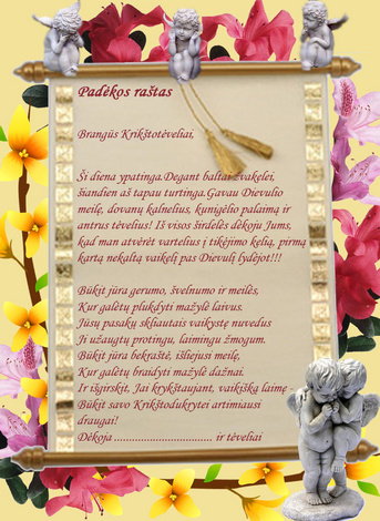  Padėkos raštas krikšto tėveliams