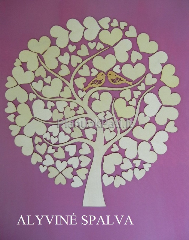 Paveikslas širdučių medis svečių palinkėjimams rašyti (50x70cm)-6