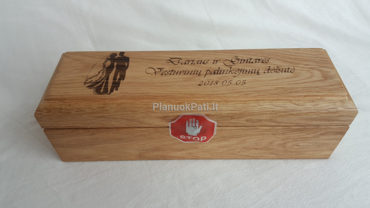 Laiko kapsulė - ąžuolinė dėžutė vestuvių svečių palinkėjimams-7