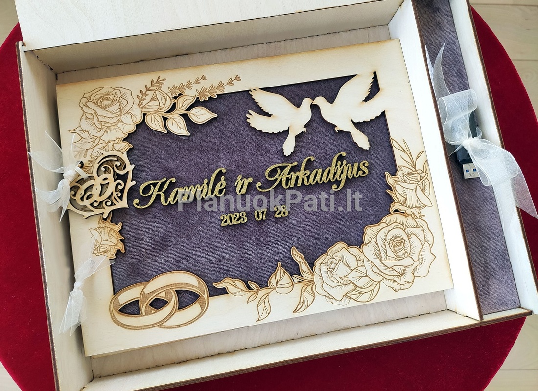 Vestuvių palinkėjimų knyga (medis ir aksomas)-4
