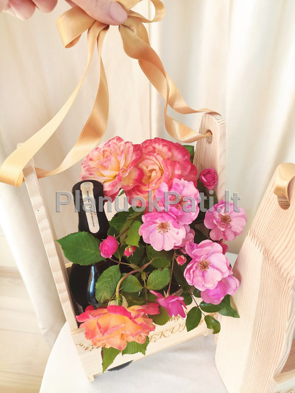 Krepšelis gėrimui ir gėlės vazonėliui-3
