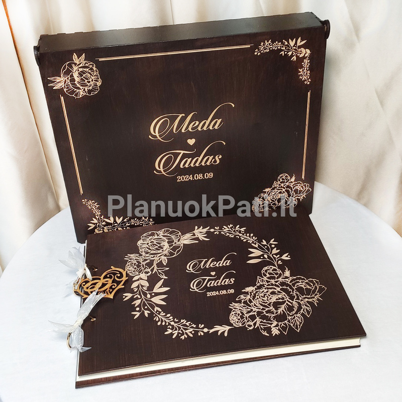 Vestuvių palinkėjimų albumas mediniu viršeliu-3