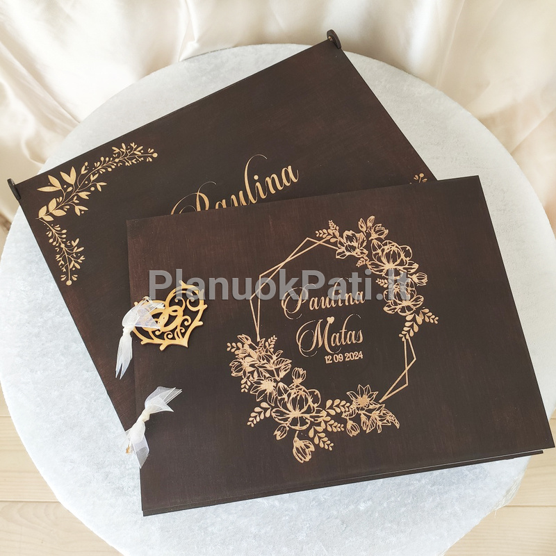 Vestuvių palinkėjimų albumas mediniu viršeliu-5