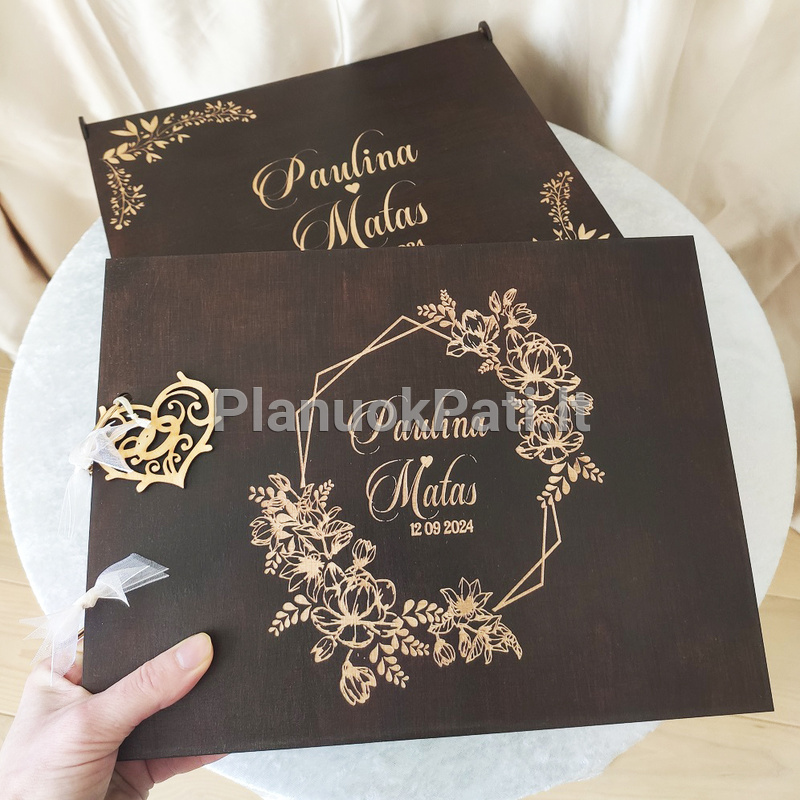 Vestuvių palinkėjimų albumas mediniu viršeliu-6