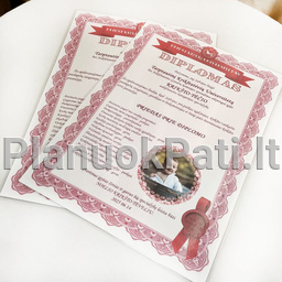 Diplomas krikšto tėveliams nuotrauka